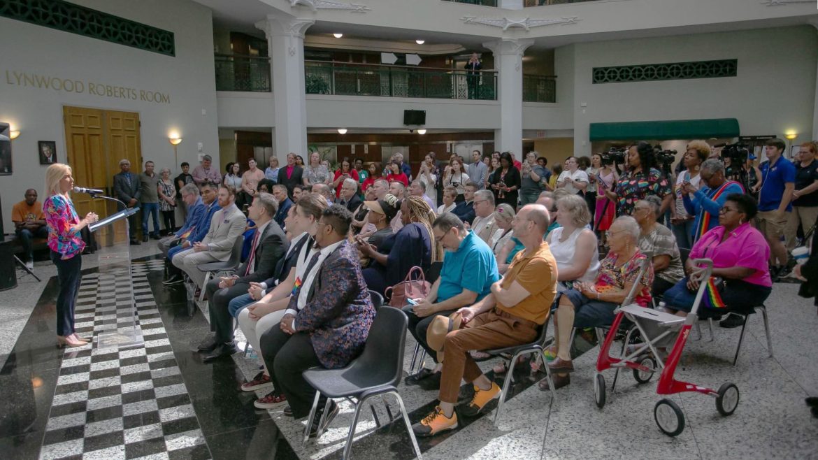 Mayor Donna Deegan announces the LGBTQ+ Advisory Board during a Pride Month event June 28, 2024, at City Hall. 