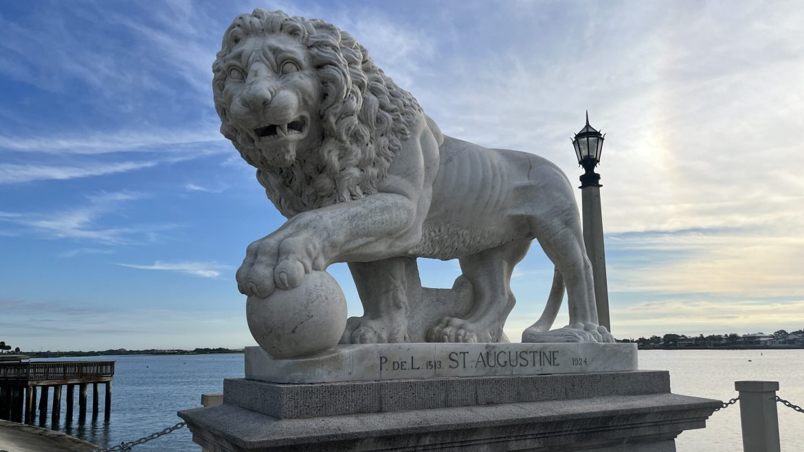 Lion statues guard St. Augustine's iconic Bridge of Lions. 