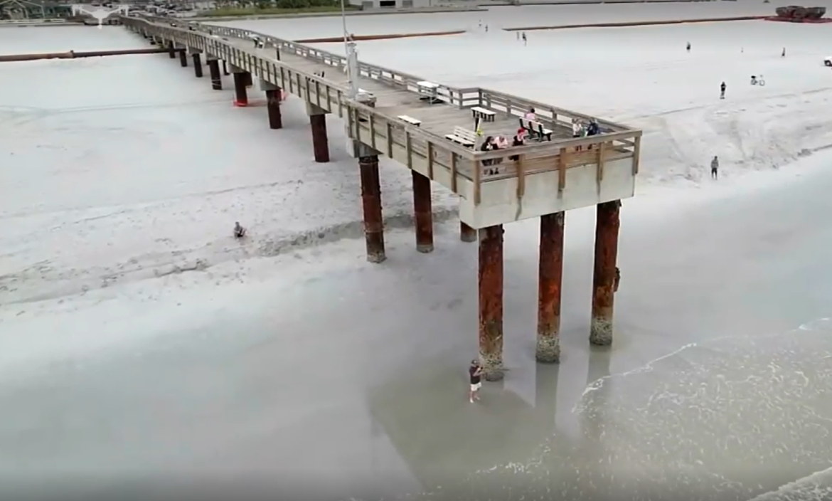 Tropical Storm Debby brought water back to the St. Augustine Beach pier. 