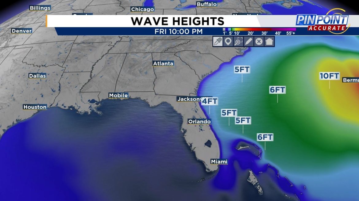 Alturas de ondas esperadas para sexta-feira