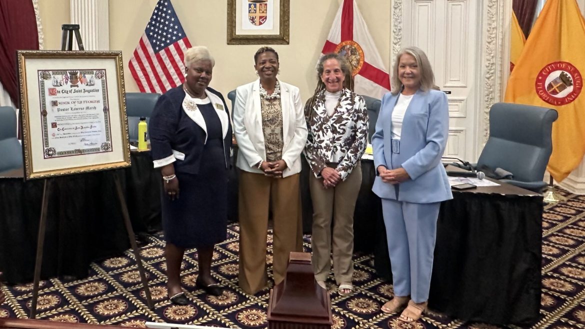From left are St. Augustine City Commissioner Cynthia Garris, the Rev. Laverne March, City Commissioner Barbara Blonder and Mayor Nancy Sikes-Kline. 