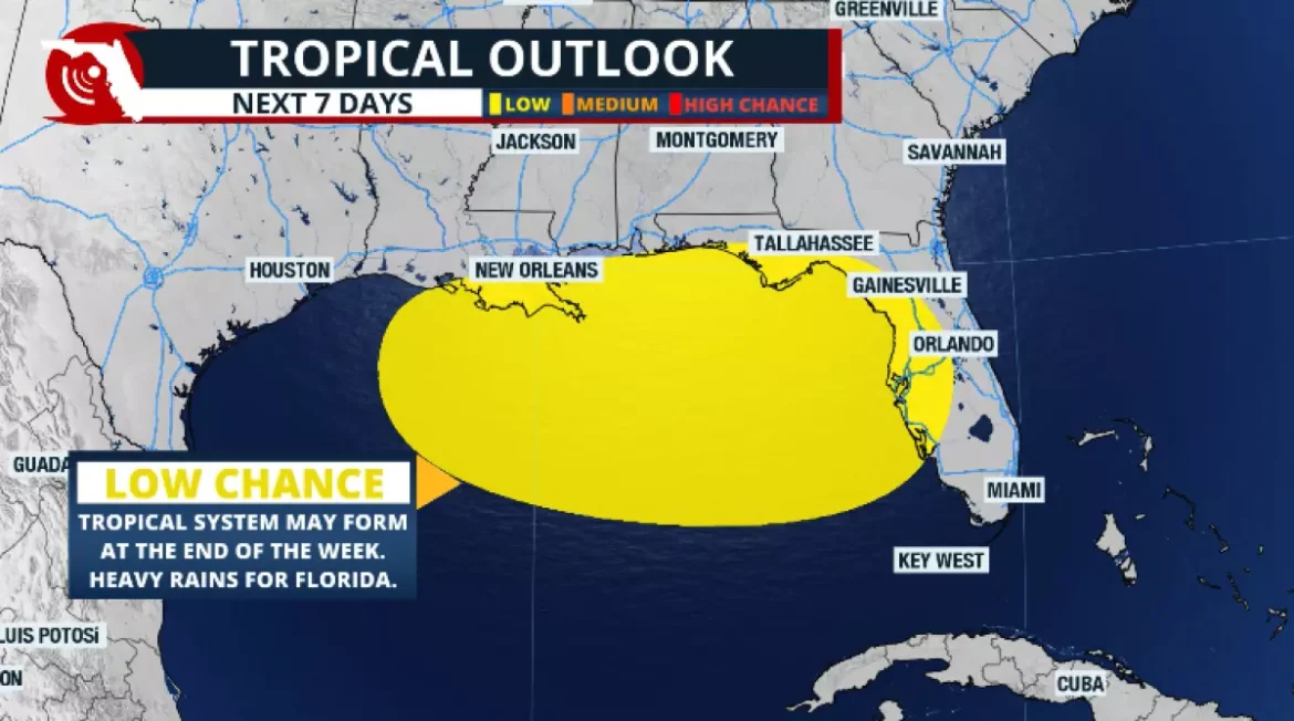 Baixa chance de desenvolvimento tropical nos próximos 7 dias.
