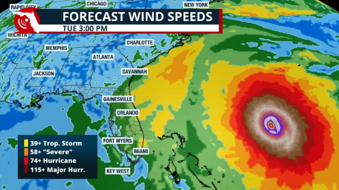 Previsão de velocidade do vento para terça -feira à tarde.