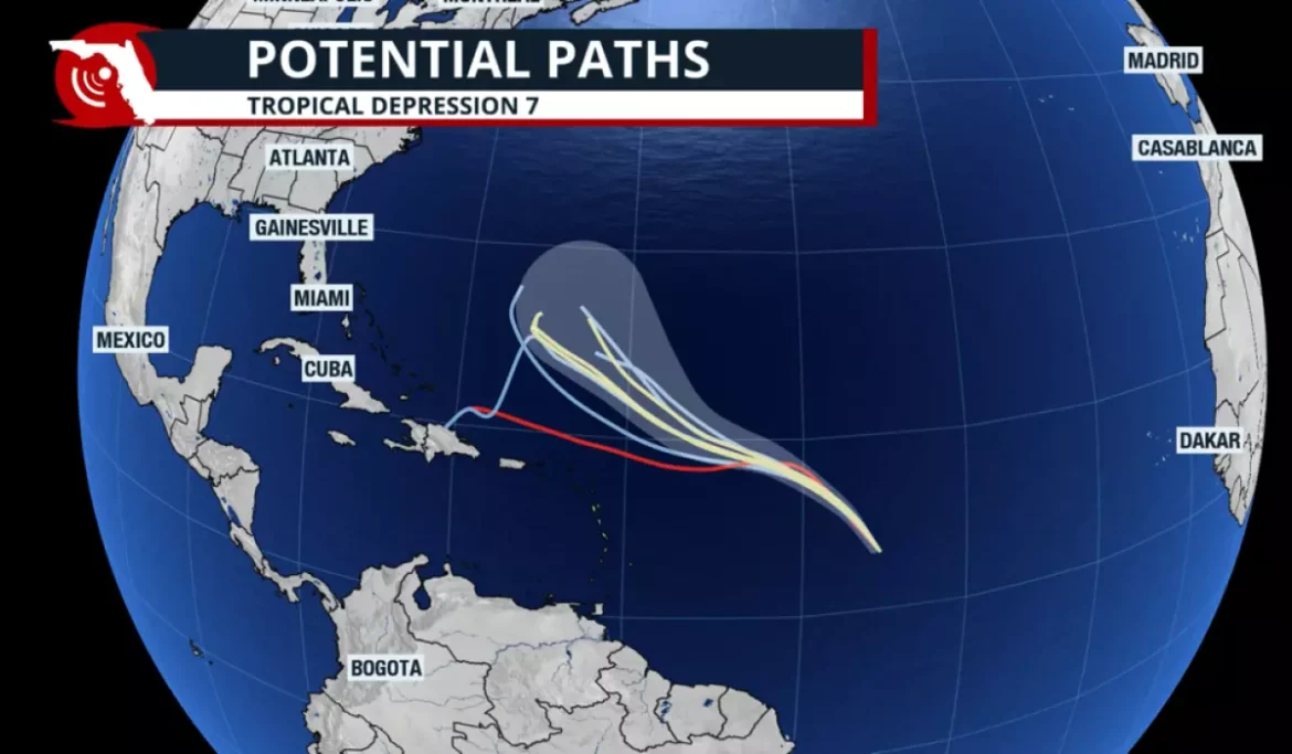 Depressão tropical, futuras faixas em potencial de Gabrielle.