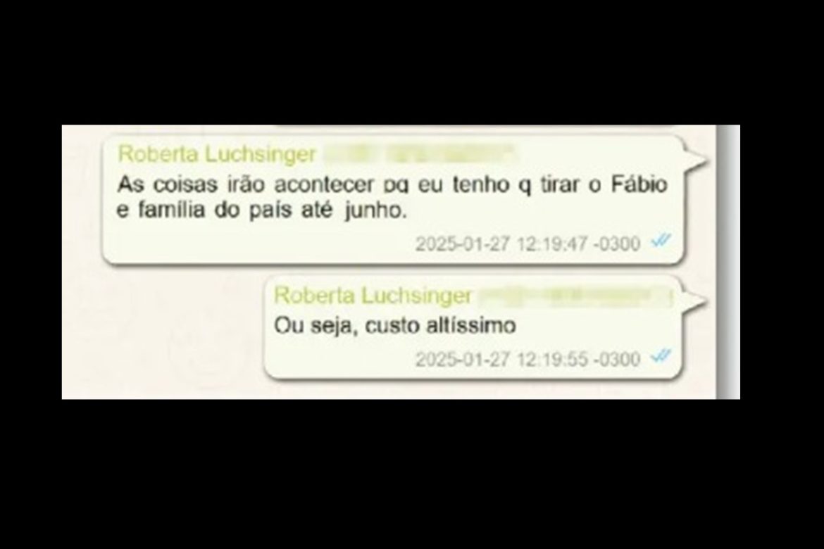 Mensagem de Roberta Lucshinger sugere pagar viagem de Lulinha ao exterior